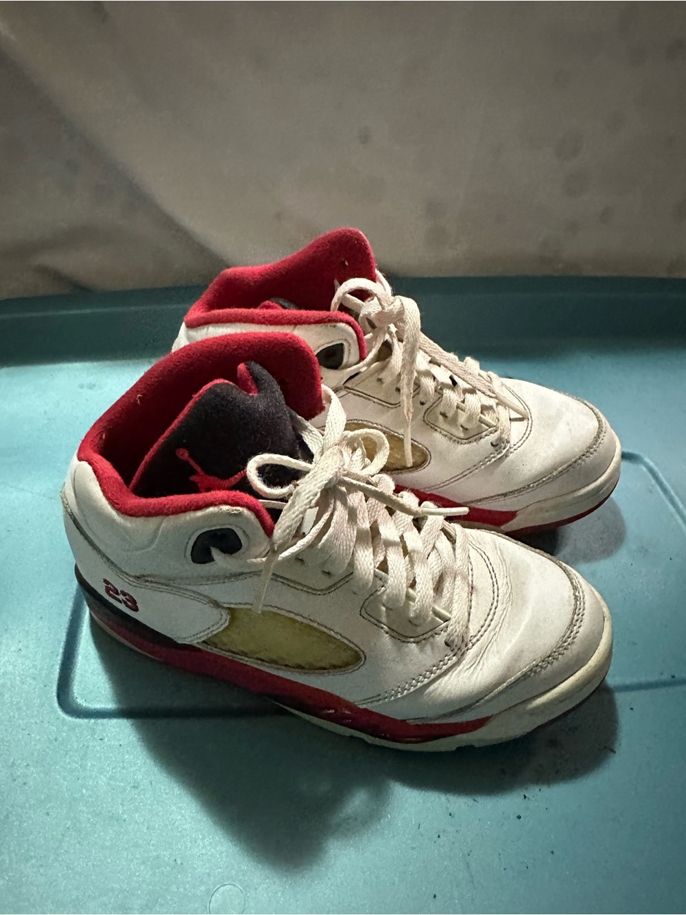 Jordan Kids White and Red Sneakers
